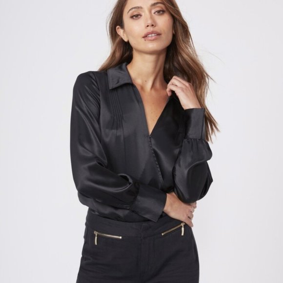 Paige the Nines Collection // Parisa Bodysuit- Black Silk - Small - Picture 2 of 7